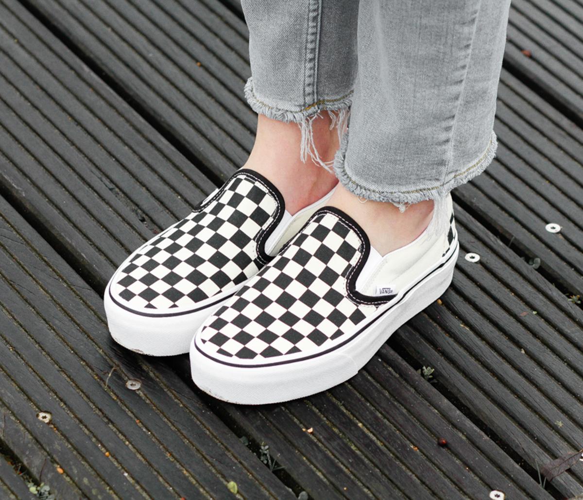 checkered vans slip on platform